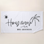 Honeymooning palm tree wedding gift beach towel<br><div class="desc">Modern,  hand lettered script calligraphy to let everyone know this isn't just a holiday. This is your honeymoon. Part of a collection. Change the colour to customise.</div>