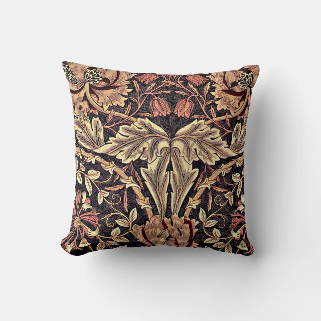 Honeysuckle, a William Morris vintage design Cushion (Front)
