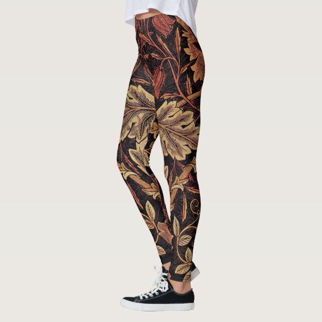 Honeysuckle, a William Morris vintage design Leggings (Left)