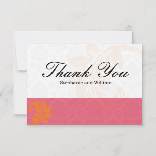 Honeysuckle and Coral Wedding Thank You Card