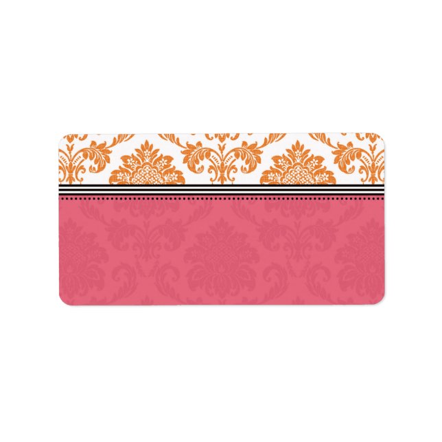 Honeysuckle and Orange Damask Address Labels (Front)
