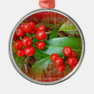 Honeysuckle Berries on Cotton Cloth Metal Tree Decoration