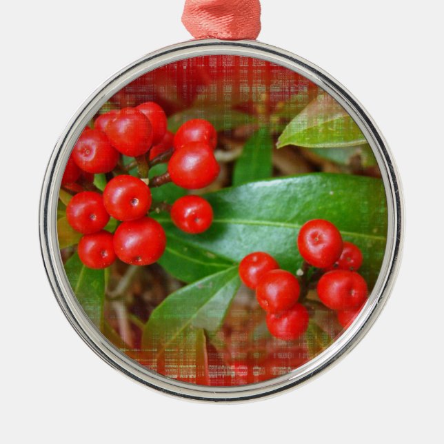 Honeysuckle Berries on Cotton Cloth Metal Tree Decoration (Front)