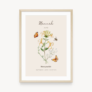 Honeysuckle Birth Month Flower Poster
