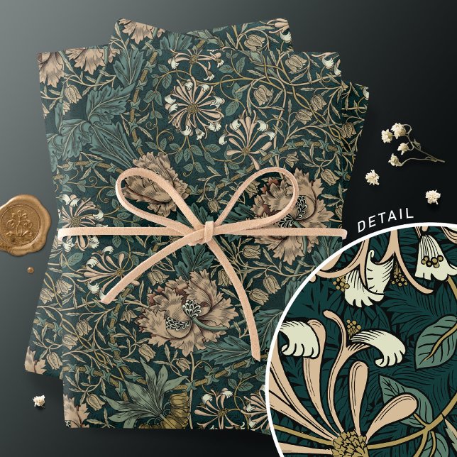 Honeysuckle Delight William Morris Larkspur Wrapping Paper Sheet (Creator Uploaded)