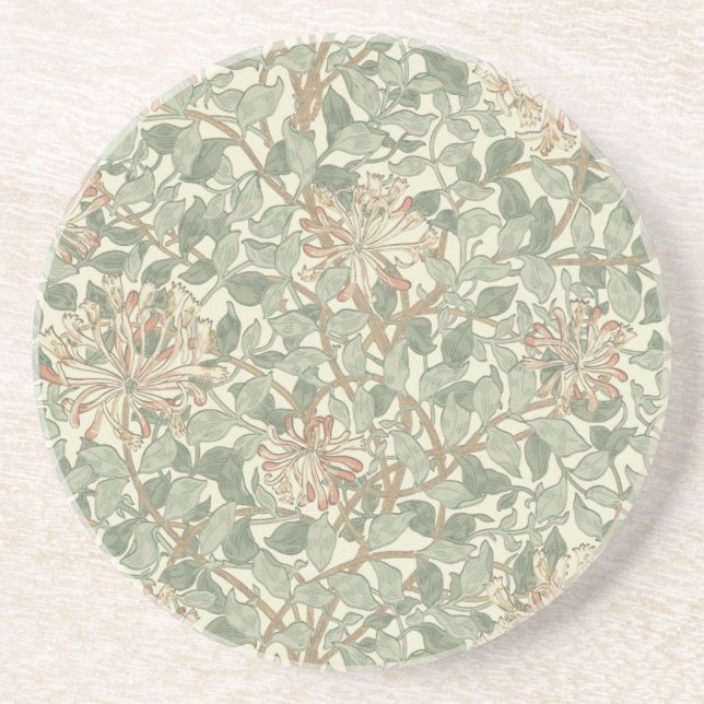 Honeysuckle Floral Wallpaper William Morris Coaster (Front)