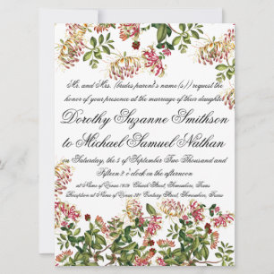 Honeysuckle Flower Floral Wedding Invitation