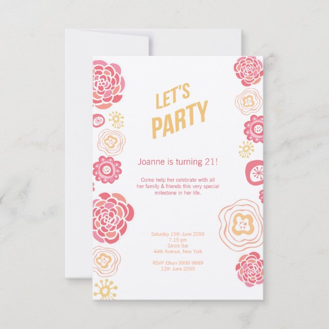 Honeysuckle Flowers Summer 21st Birthday Invite (Front)