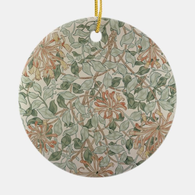 'Honeysuckle II' design Ceramic Tree Decoration (Front)