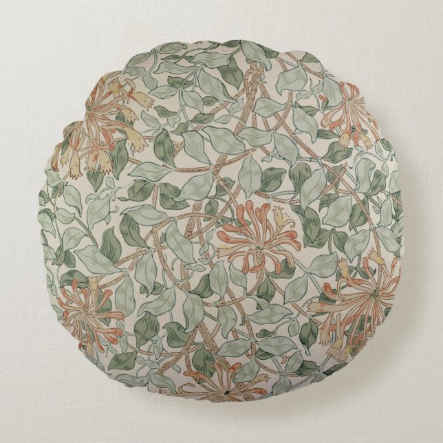 'Honeysuckle II' design Round Cushion (Front)