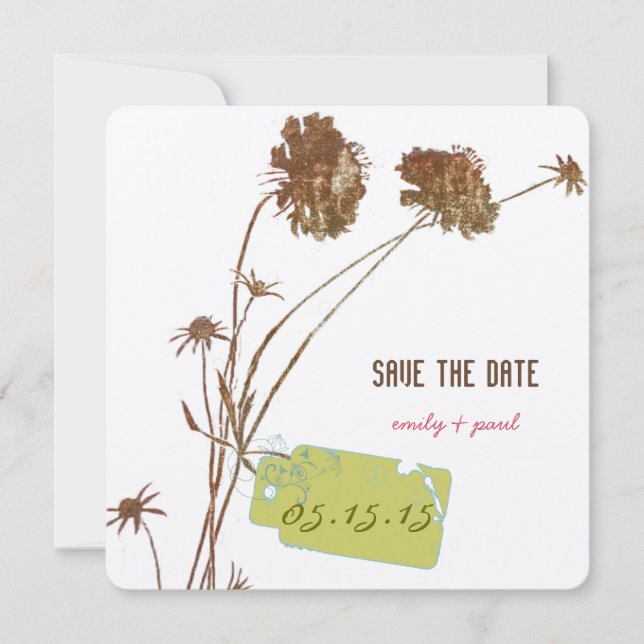 Honeysuckle Pink Flower Botanical Save the Date (Front)