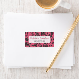 Honeysuckle Pink Roses Return Address Label