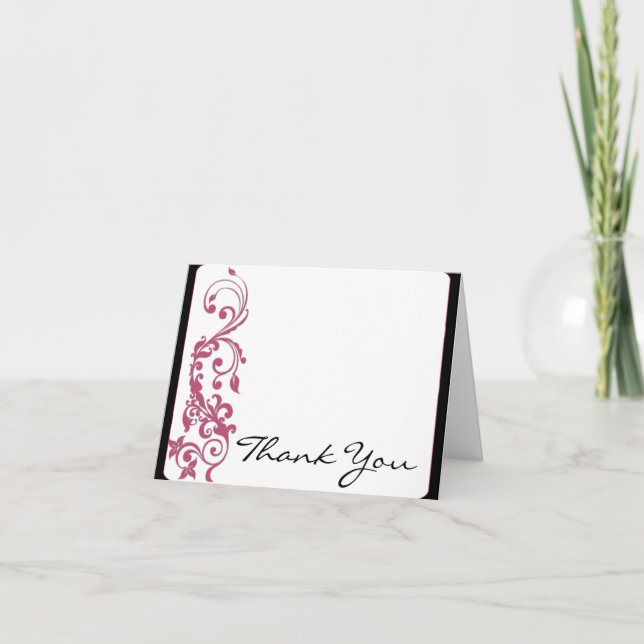 Honeysuckle Pink Rounded Corner Wedding Thank You Card (Front)