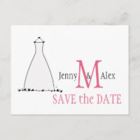 Honeysuckle Pink Save the Date Cards Wedding Dress