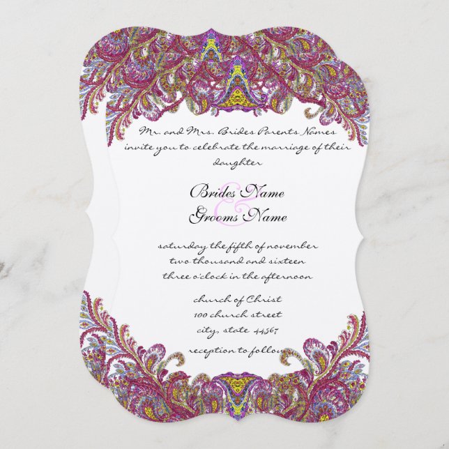 Honeysuckle Pink Wedding Invitation (Front/Back)