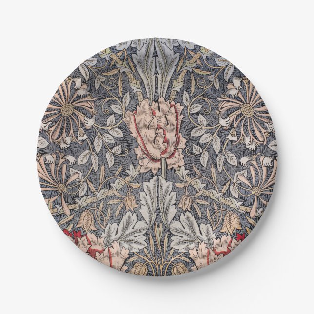 Honeysuckle Print (by William Morris) Paper Plate (Front)