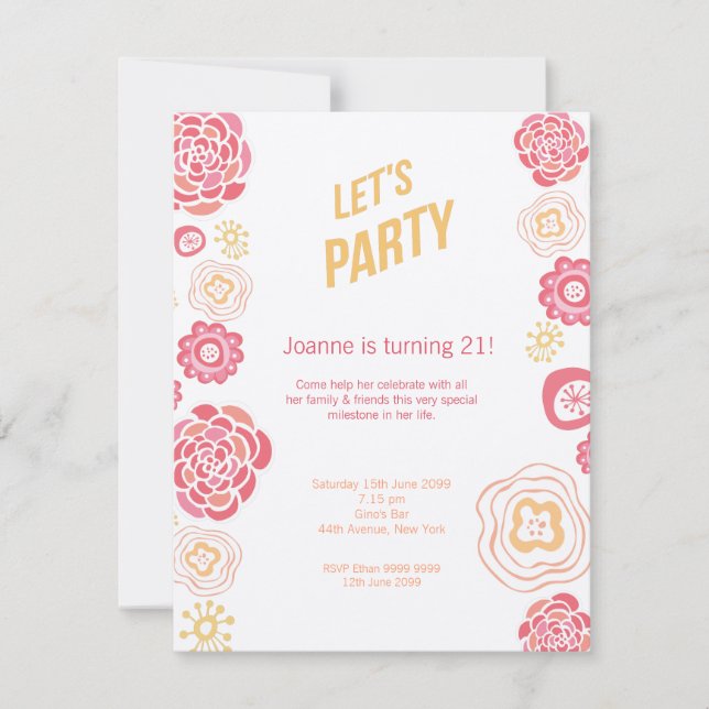 Honeysuckle Spring Let's Party Birthday Invite (Front)