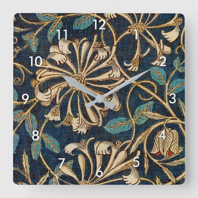 Honeysuckle, William Morris Square Wall Clock (Front)