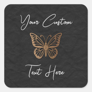 Honeywind Brown Black Boho Butterfly Sweet 16 Square Sticker
