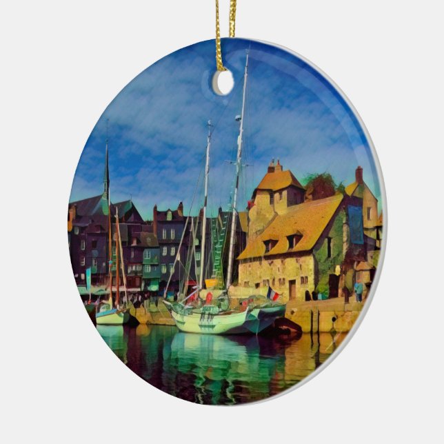 HONFLEUR - docking - old pier - panorama Ceramic Tree Decoration (Left)