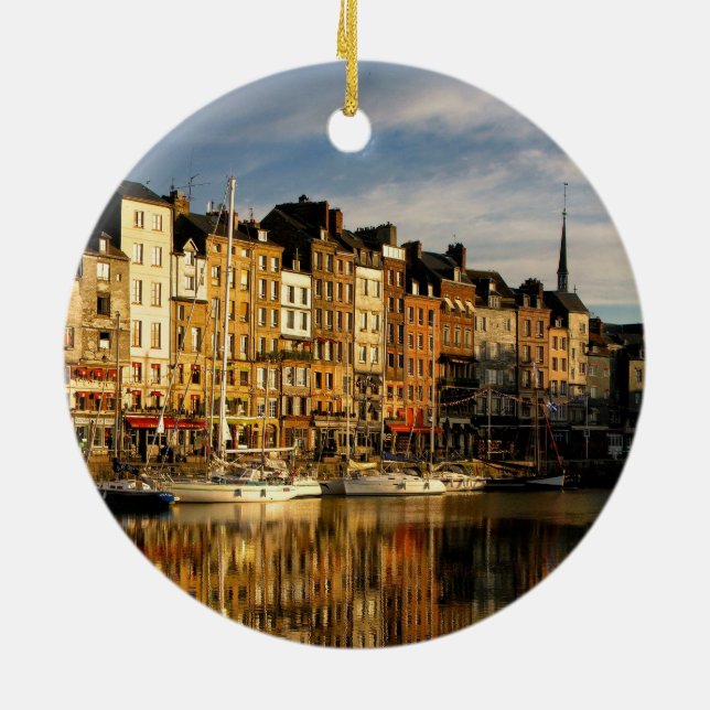 Honfleur, France Ceramic Tree Decoration (Back)