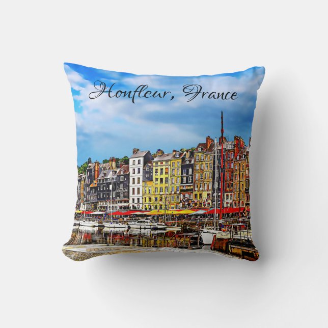 Honfleur harbour in Normandy, France. Cushion (Front)