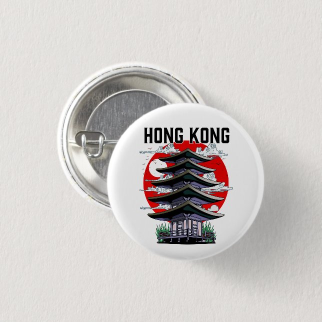 Hong Kong 3 Cm Round Badge (Front & Back)