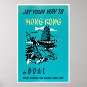 Hong Kong Art Vintage Travel Poster Chinese Gift