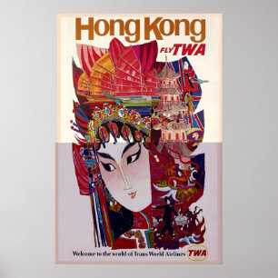 Hong Kong Asia Wolrd Travel Vintage Travel Poster