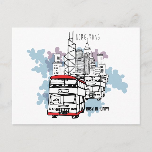 Hong Kong Busy Life Style scenery Postcard (Front)