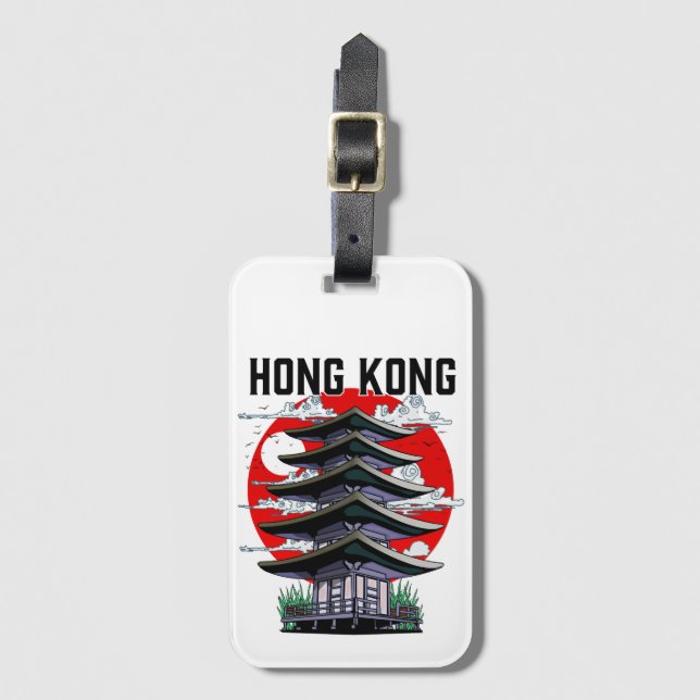 Hong Kong Button Luggage Tag (Front Vertical)