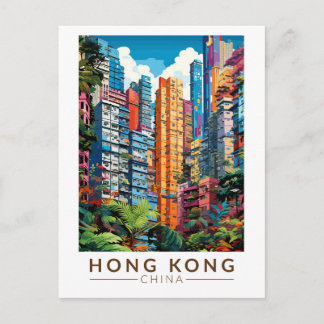 Hong Kong China Apartments Travel Art Vintage Postcard