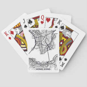 Hong Kong, China Black and White City Map Playing Cards
