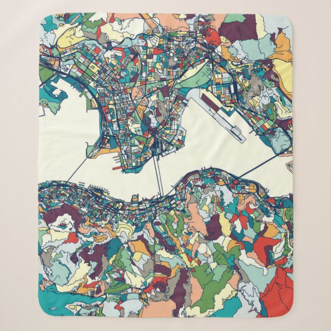 Hong Kong, China Map Sherpa Blanket (Front)
