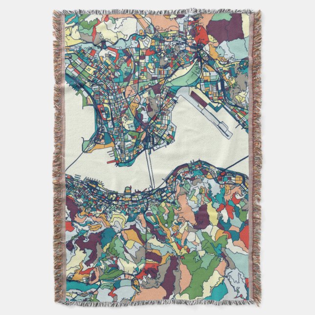 Hong Kong, China Map Throw Blanket (Front Vertical)