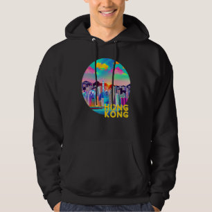 Hong Kong China Retro 90s Vaporwave Mod Colourful Hoodie