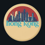 Hong Kong China Retro City Skyline Cityscape Art Magnet<br><div class="desc">Vintage and retro city design with beautiful skyline, tourist attraction and cityscape art. Cool skyscraper and building silhouette illustration merchandise for tourist and traveller. Perfect as souvenir to bring back home when travelling all around the world. Save the memory of your travel and vacation with family and friends. Background colour...</div>