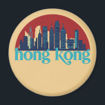 Hong Kong China Retro City Skyline Cityscape Art Magnet<br><div class="desc">Vintage and retro city design with beautiful skyline, tourist attraction and cityscape art. Cool skyscraper and building silhouette illustration merchandise for tourist and traveller. Perfect as souvenir to bring back home when travelling all around the world. Save the memory of your travel and vacation with family and friends. Background colour...</div>