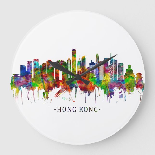 Hong Kong China Skyline Large Clock (Front)