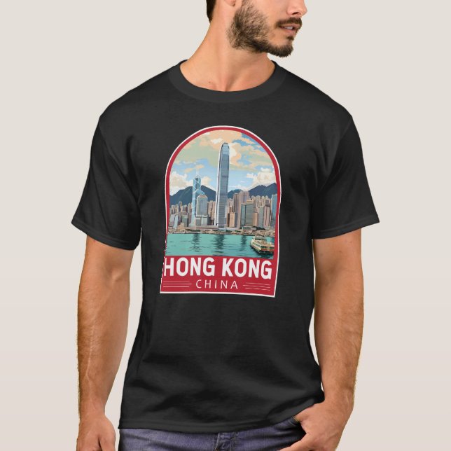 Hong Kong China Travel Art Vintage T-Shirt (Front)
