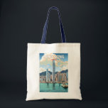 Hong Kong China Travel Art Vintage Tote Bag<br><div class="desc">Hong Kong retro vector travel design. A Blend of East and West: Hong Kong boasts a captivating blend of Chinese and Western influences.</div>