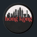 Hong Kong China Vintage City Skyline Cityscape Magnet<br><div class="desc">Vintage and retro city design with beautiful skyline, tourist attraction and cityscape art. Cool skyscraper and building silhouette illustration merchandise for tourist and traveller. Perfect as souvenir to bring back home when travelling all around the world. Save the memory of your travel and vacation with family and friends. Background colour...</div>
