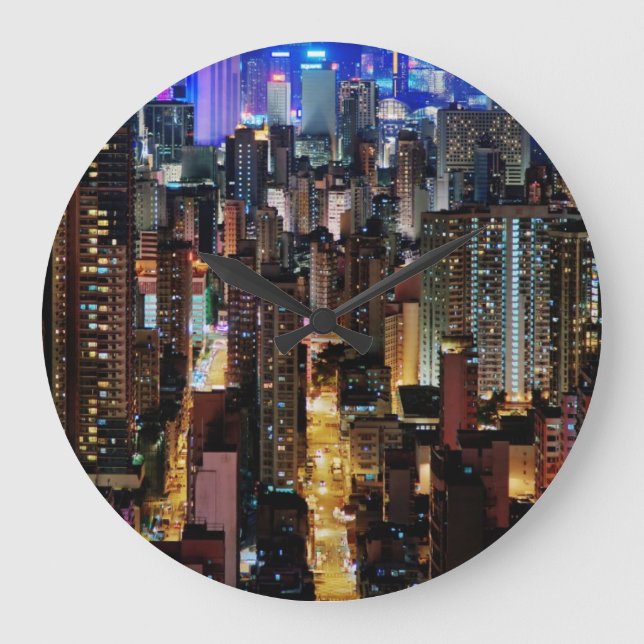 Hong Kong city skyline large wall clock (Front)