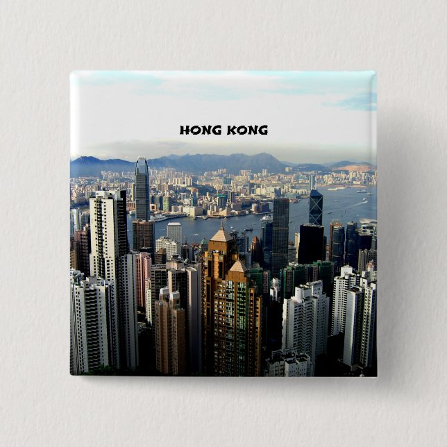 Hong Kong Cityscape 15 Cm Square Badge (Front)