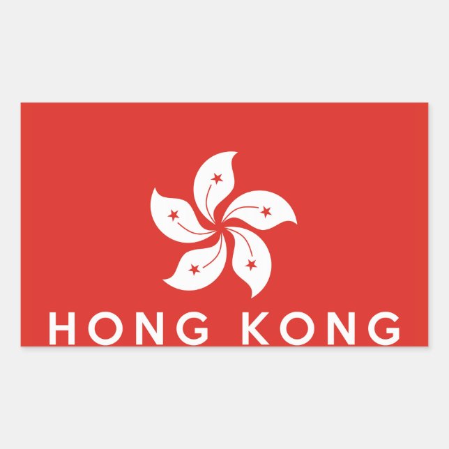 hong kong country flag symbol name text rectangular sticker (Front)