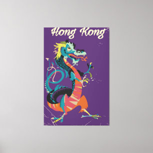 Hong Kong Dragon vintage style travel poster Canvas Print