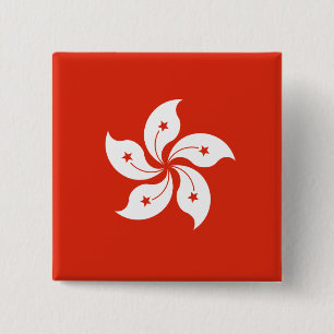 Hong Kong Flag 15 Cm Square Badge