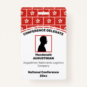 HONG KONG FLAG Customised Logo Photo ID Name ID Badge
