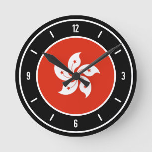 Hong Kong Flag Elegant Round Clock