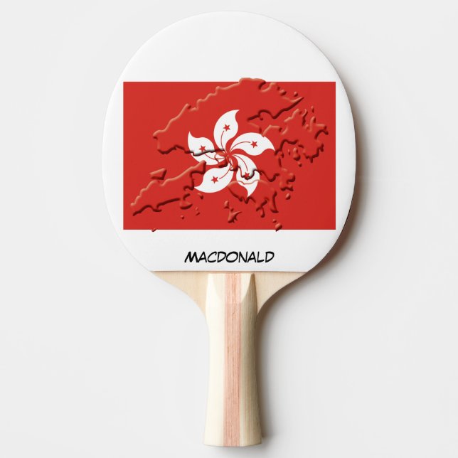 HONG KONG FLAG & MAP Personalised Ping Pong Paddle (Front)